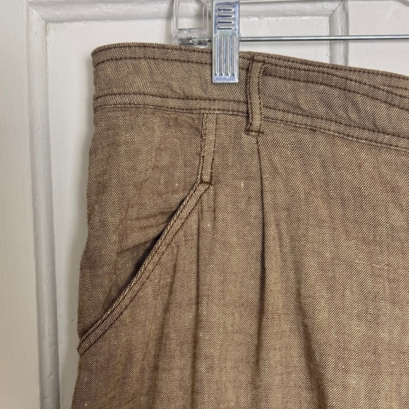 Anthropologie Linen Low Rise Wide Leg Pants Tan Size 14 - Picture 6 of 15